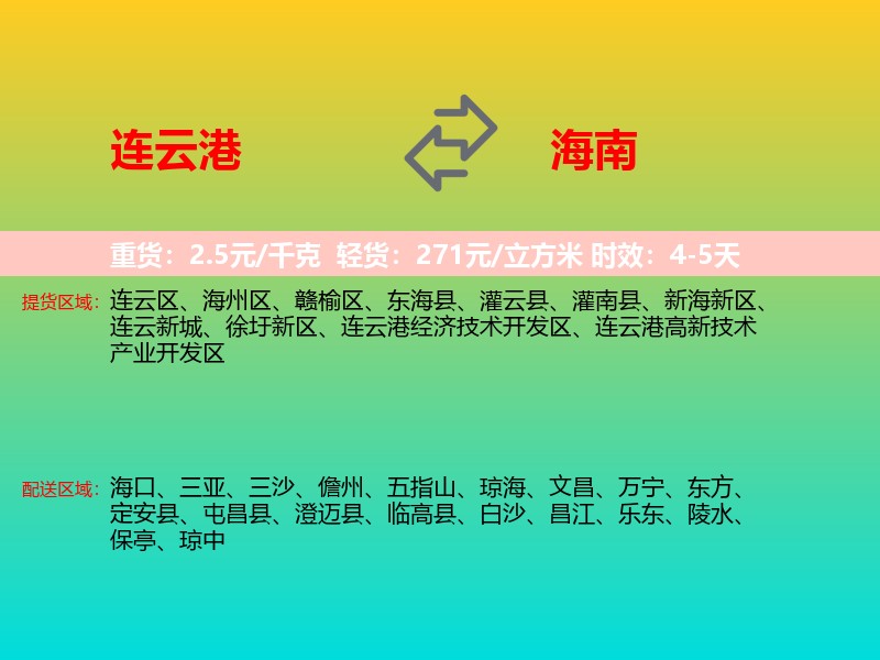 连云港到海南长途搬家
