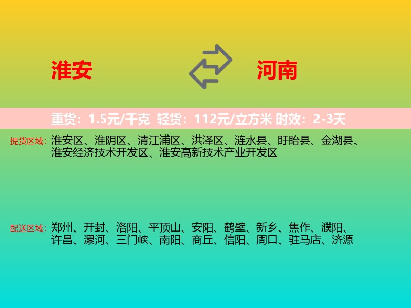 淮安到河南长途搬家