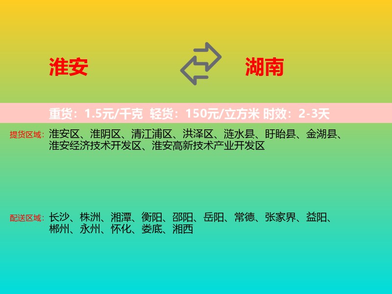 淮安到湖南长途搬家