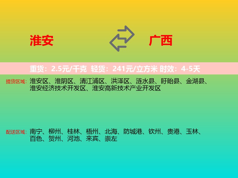 淮安到广西长途搬家