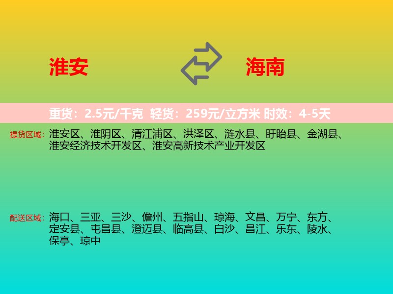 淮安到海南长途搬家