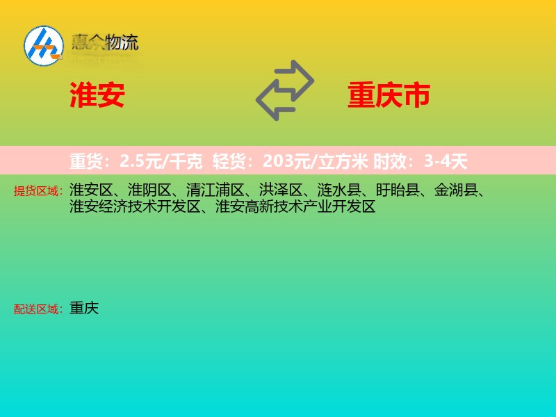 淮安到重庆市物流专线