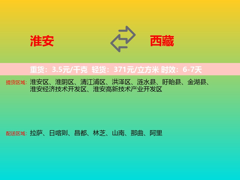 淮安到西藏长途搬家
