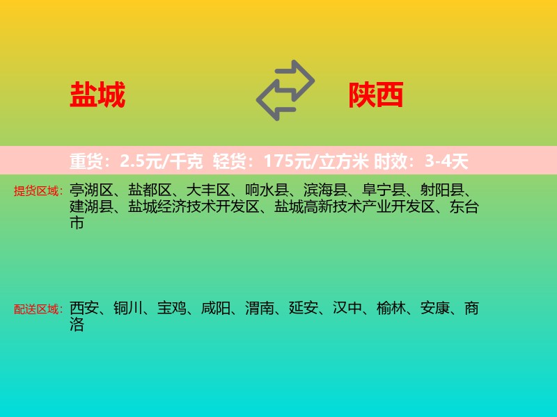 盐城到陕西长途搬家