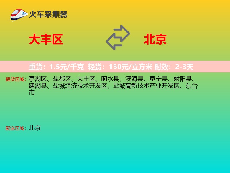 大丰区到北京物流专线
