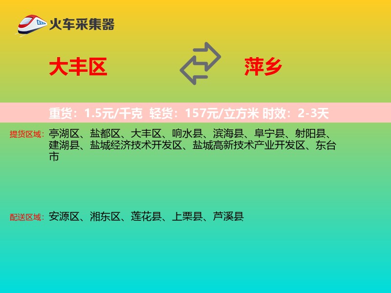 大丰区到萍乡物流专线