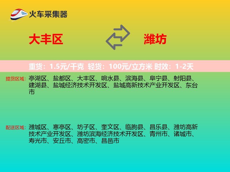 大丰区到潍坊物流专线