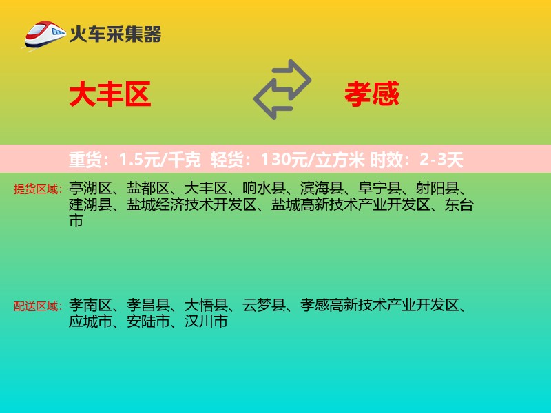 大丰区到孝感物流专线
