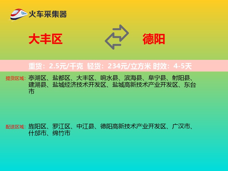 大丰区到德阳物流专线