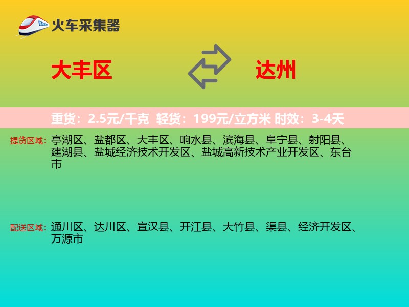 大丰区到达州物流专线