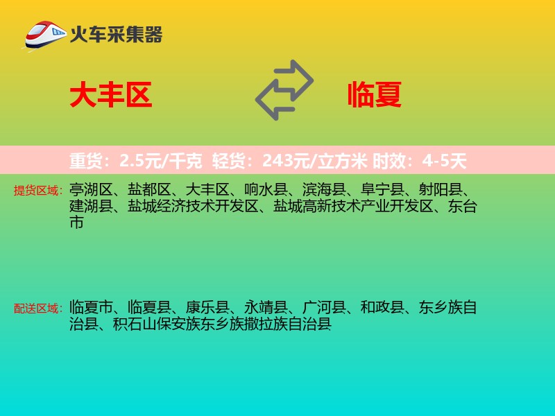 大丰区到临夏物流专线