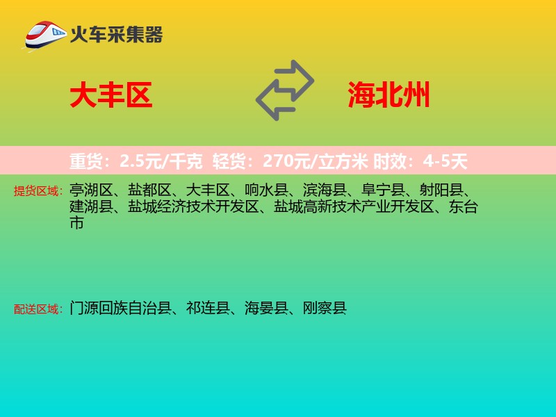 大丰区到海北州物流专线