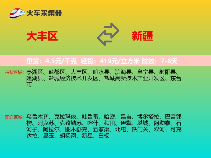 大丰区到新疆物流专线