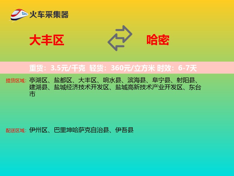 大丰区到哈密物流专线