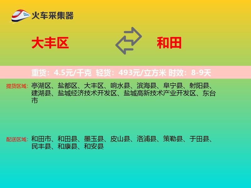 大丰区到和田物流专线