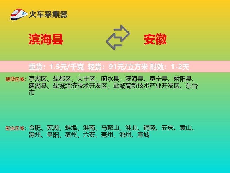 滨海县到安徽物流专线