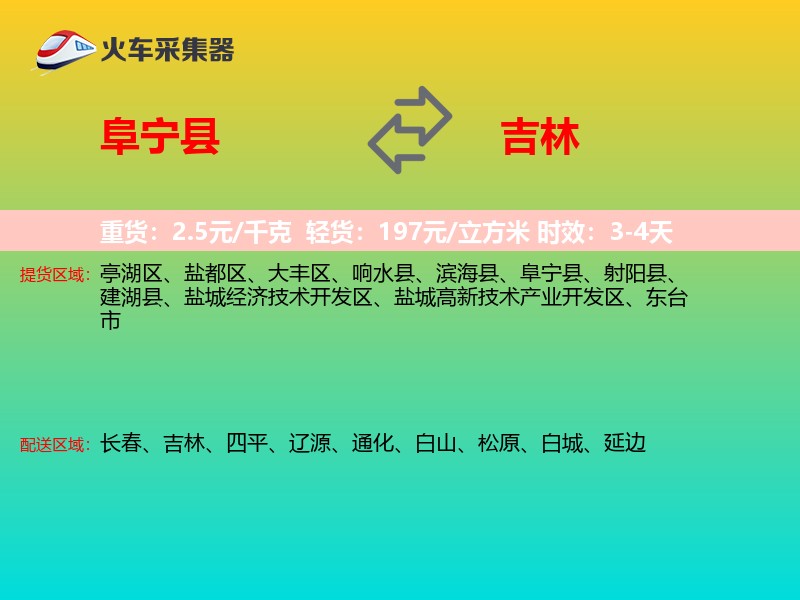 阜宁县到吉林轿车托运