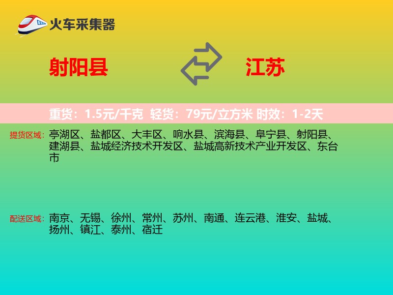 射阳县到江苏物流专线