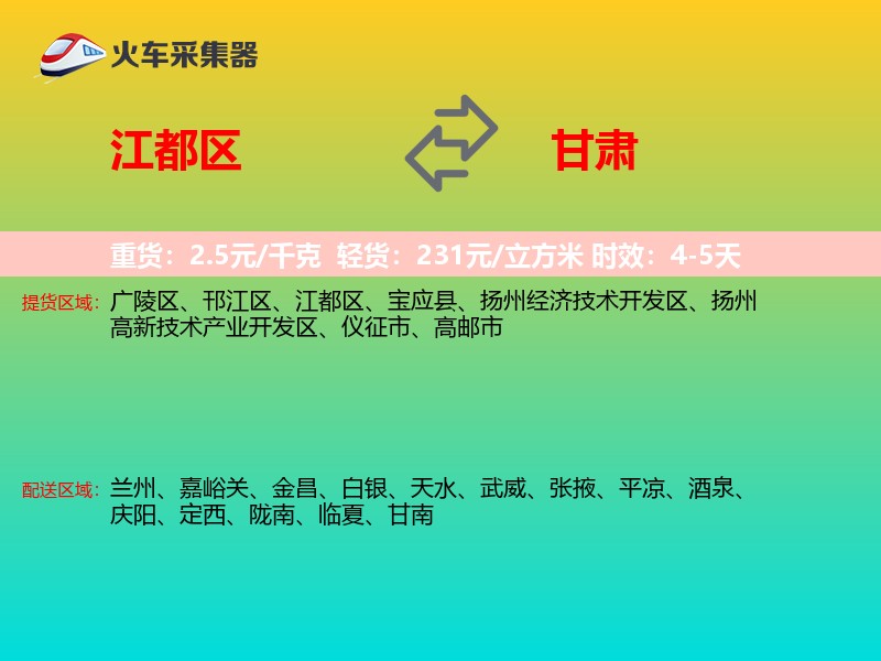 江都区到甘肃物流专线