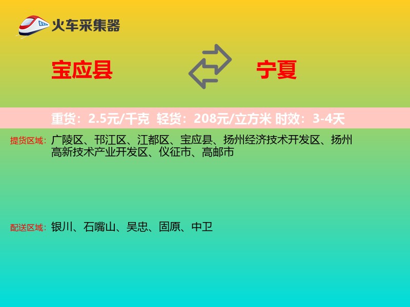 宝应县到宁夏长途搬家