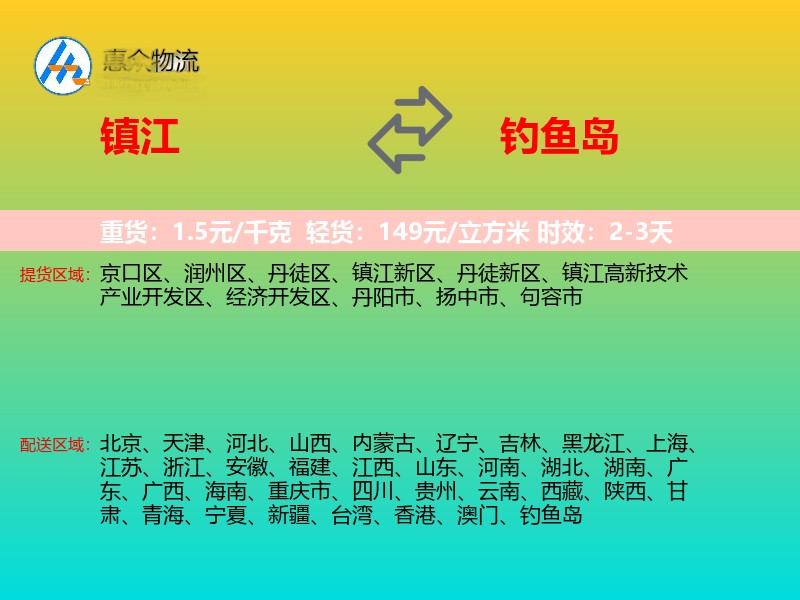 镇江到钓鱼岛轿车托运