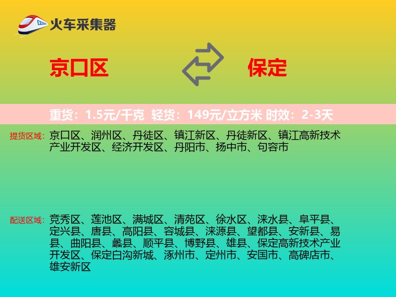 京口区到保定物流专线