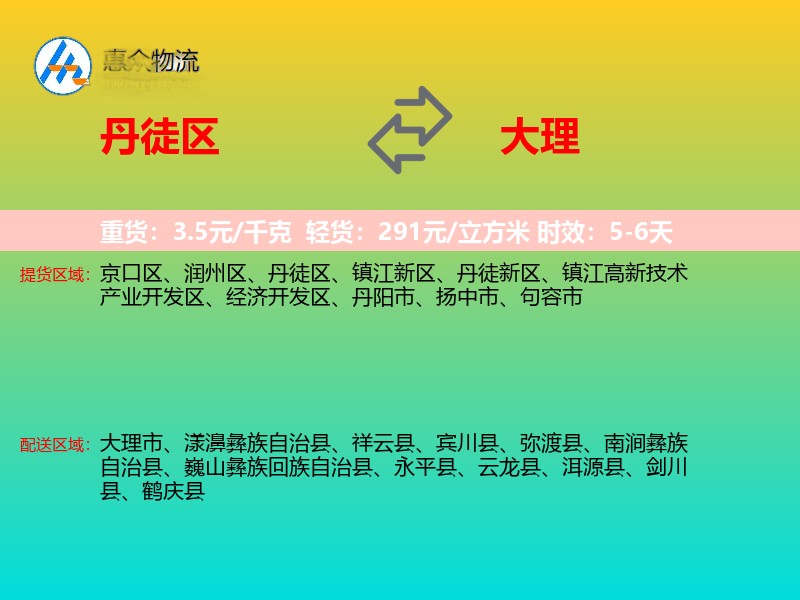 丹徒区到大理物流专线