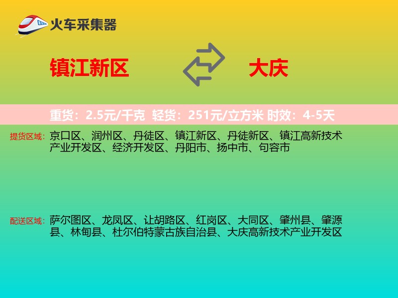 镇江新区到大庆物流专线