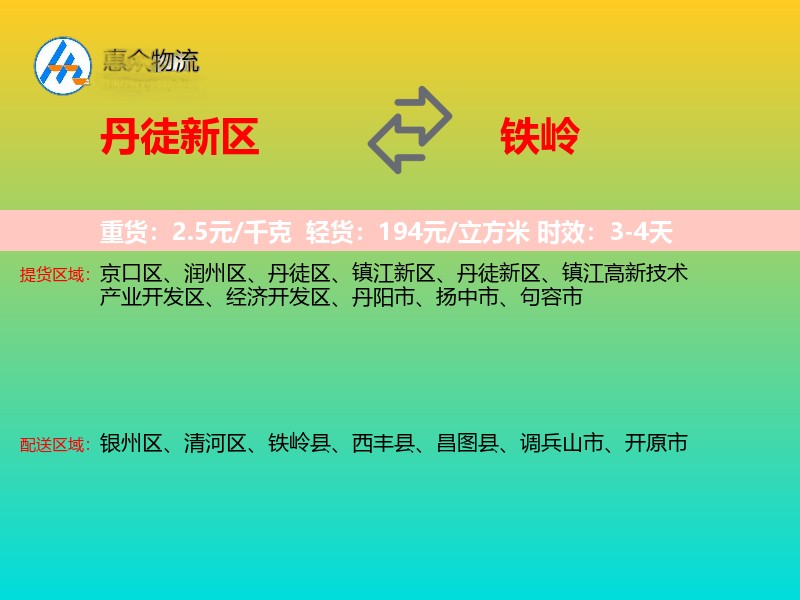 丹徒新区到铁岭物流专线