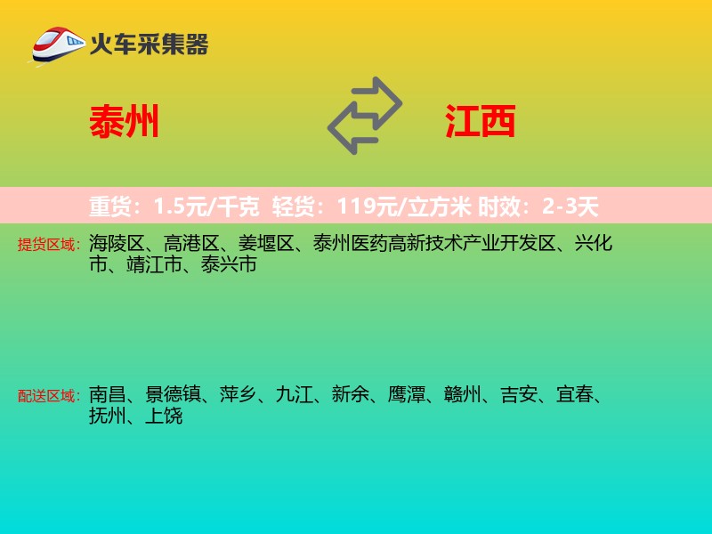 泰州到江西物流专线