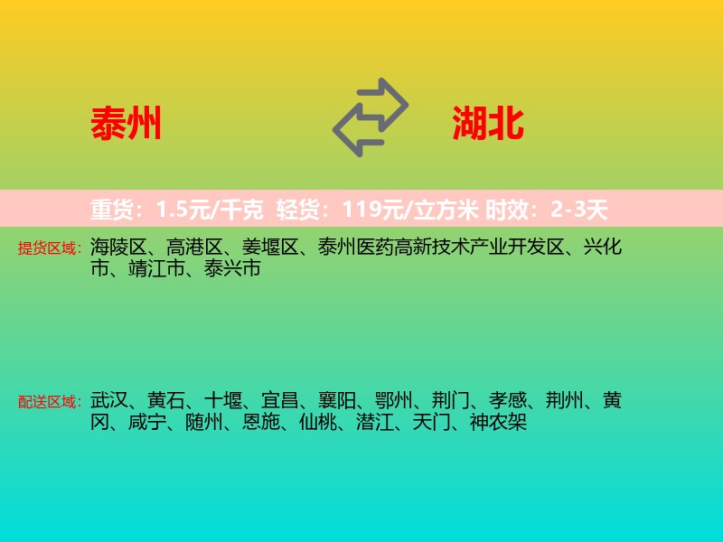 泰州到湖北长途搬家
