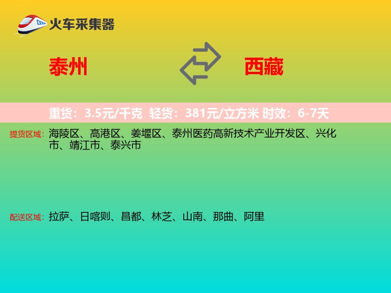 泰州到西藏长途搬家