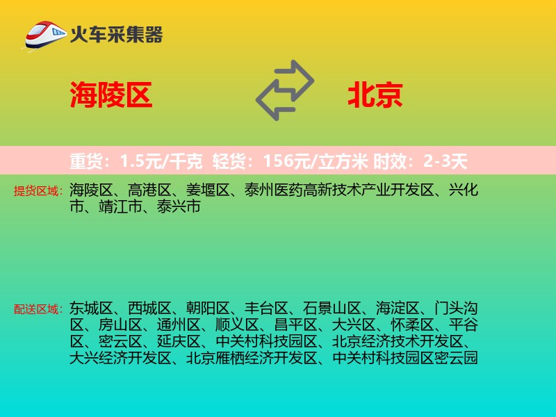 海陵区到北京物流专线