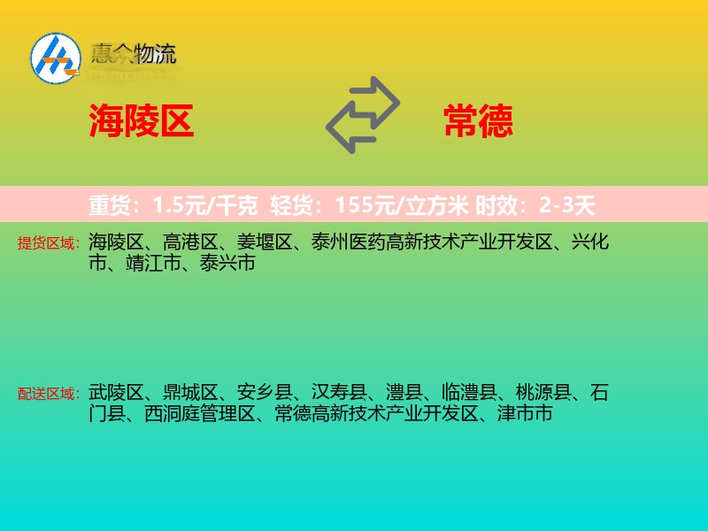 海陵区到常德物流专线