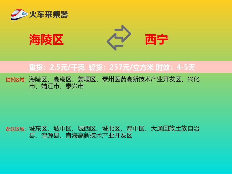 海陵区到西宁物流专线