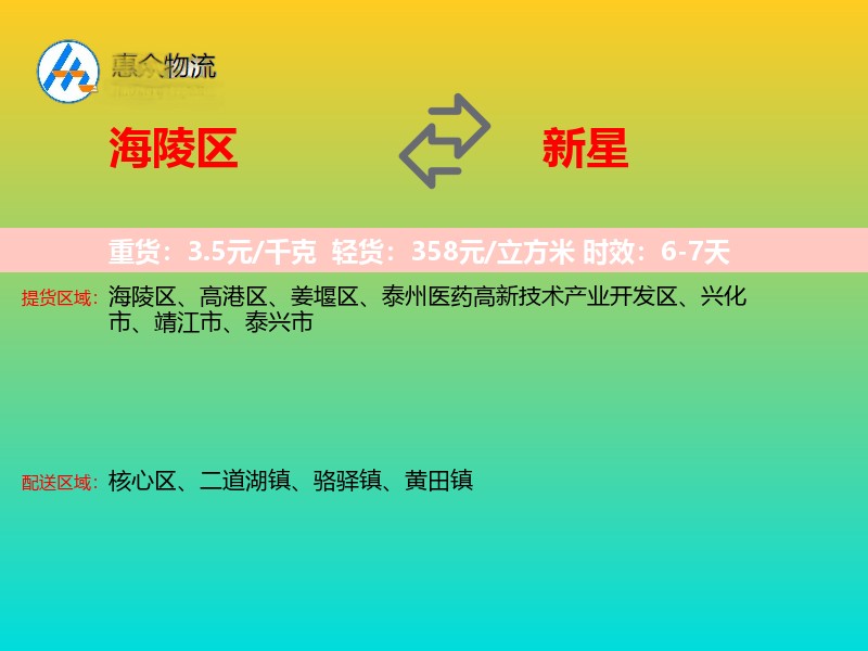 海陵区到新星物流专线