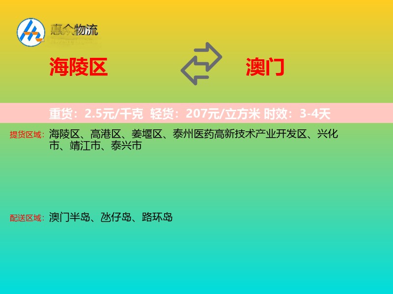 海陵区到澳门轿车托运