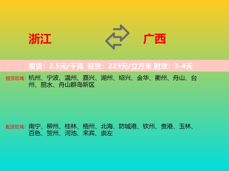 浙江到广西长途搬家