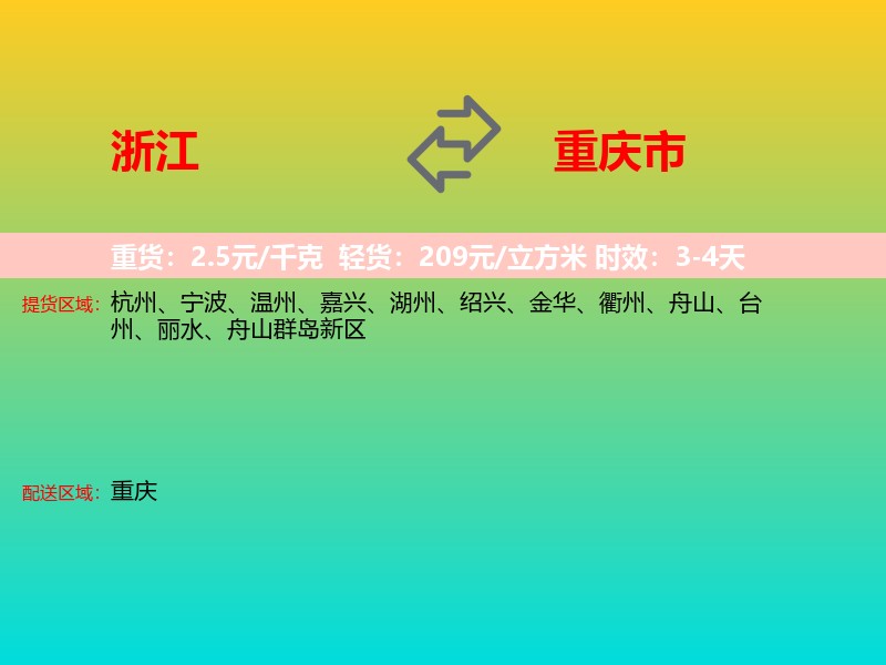 浙江到重庆市长途搬家
