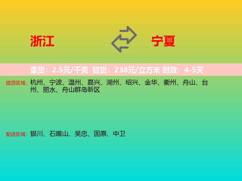 浙江到宁夏长途搬家