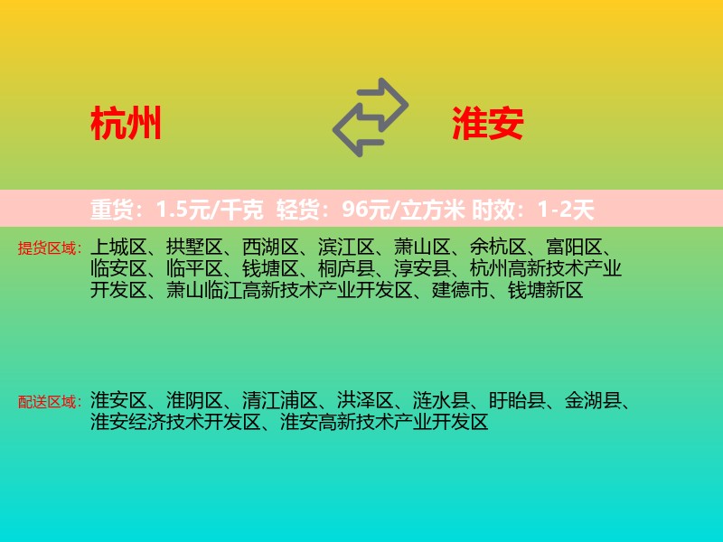 杭州到淮安物流专线价格时效