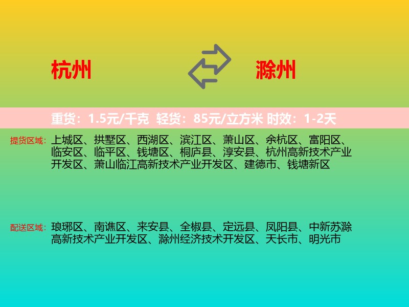 杭州到滁州物流专线价格时效