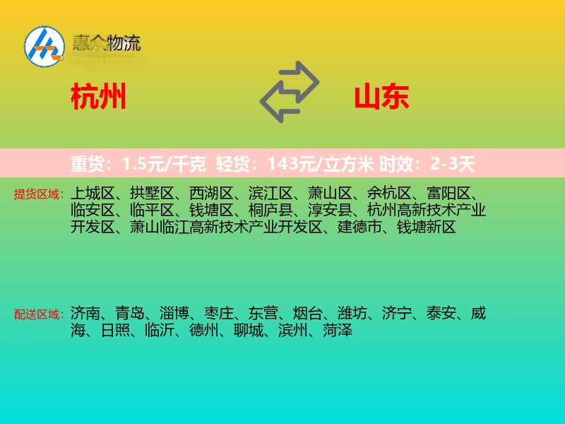 杭州到山东轿车托运