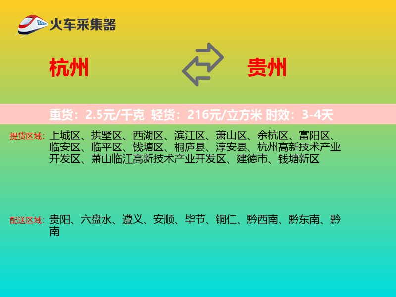 杭州到贵州轿车托运
