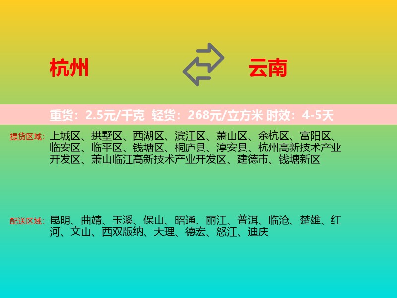 杭州到云南长途搬家