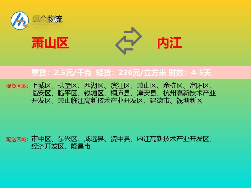 萧山区到内江物流专线