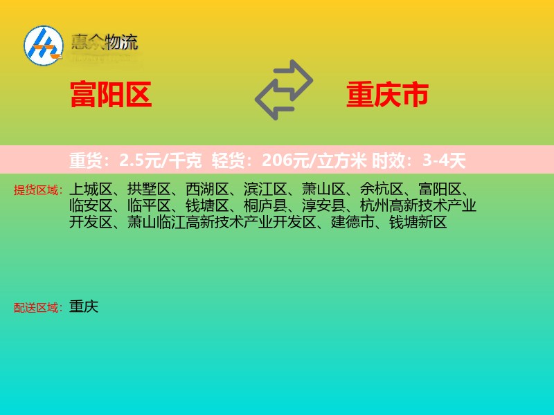 富阳区到重庆市长途搬家