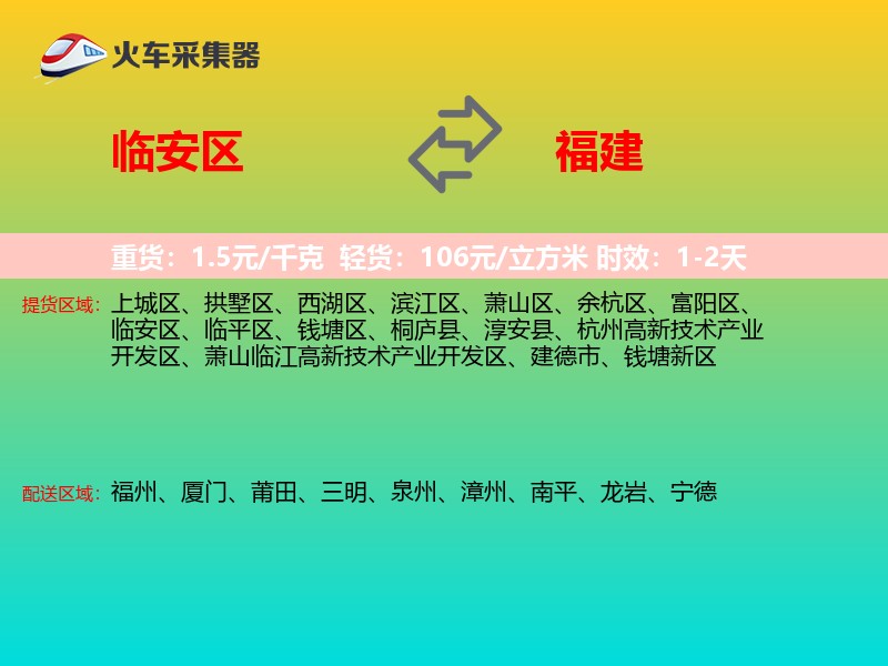 临安区到福建物流专线