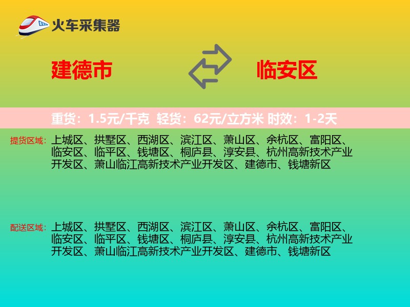 建德市到临安区物流专线