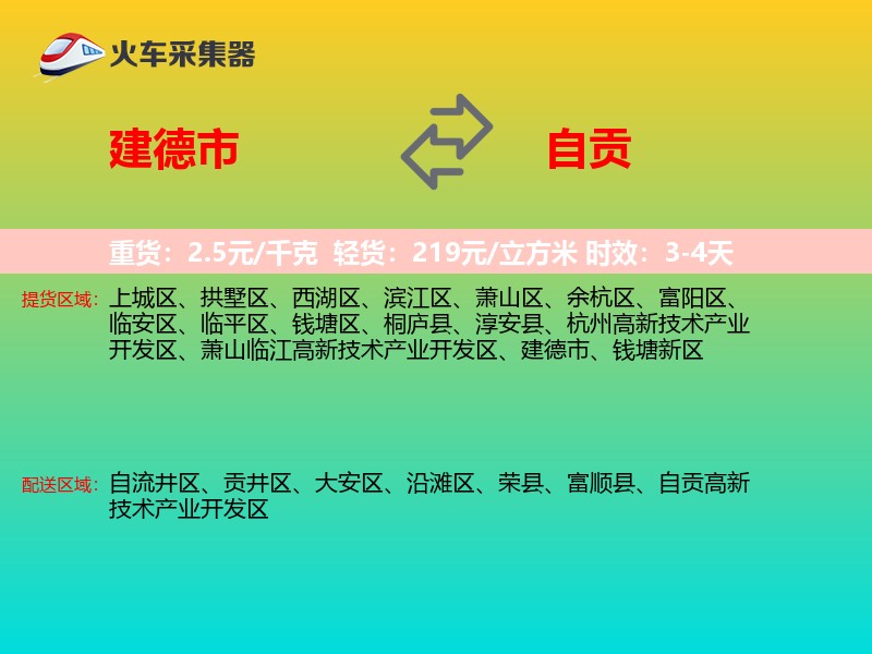 建德市到自贡物流专线